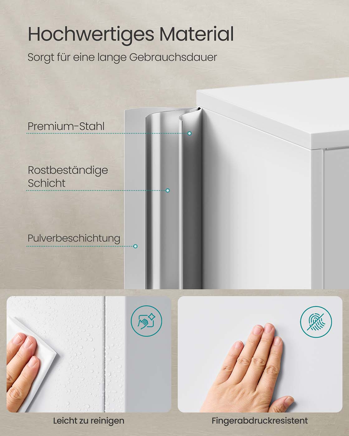 Archivschrank mit 4 Türen und 5 Level 40 x 80 x 180 cm Matte Grau
