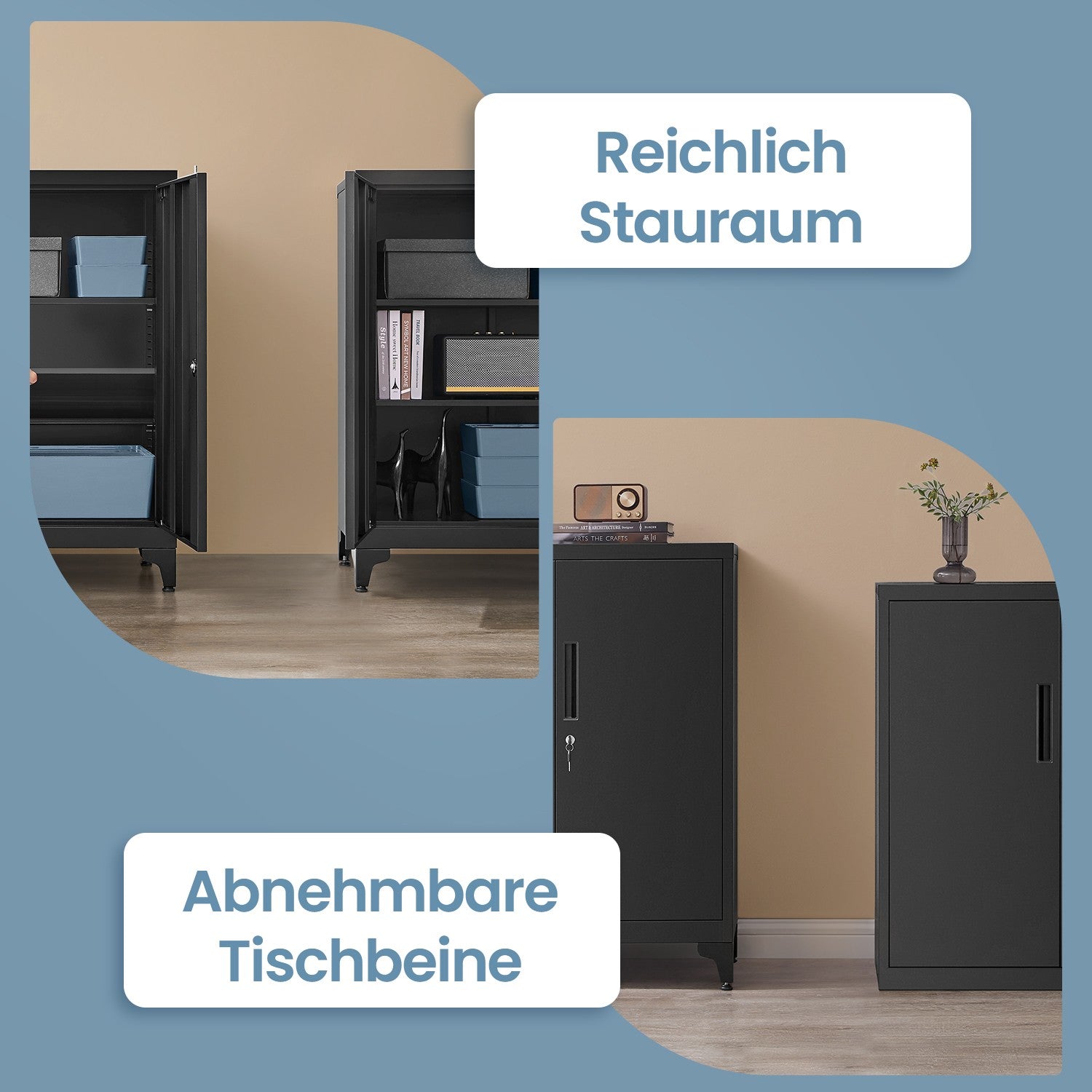 Archivschrank - Büroschrank mit 2 Türen, geräumiger Lagerschrank