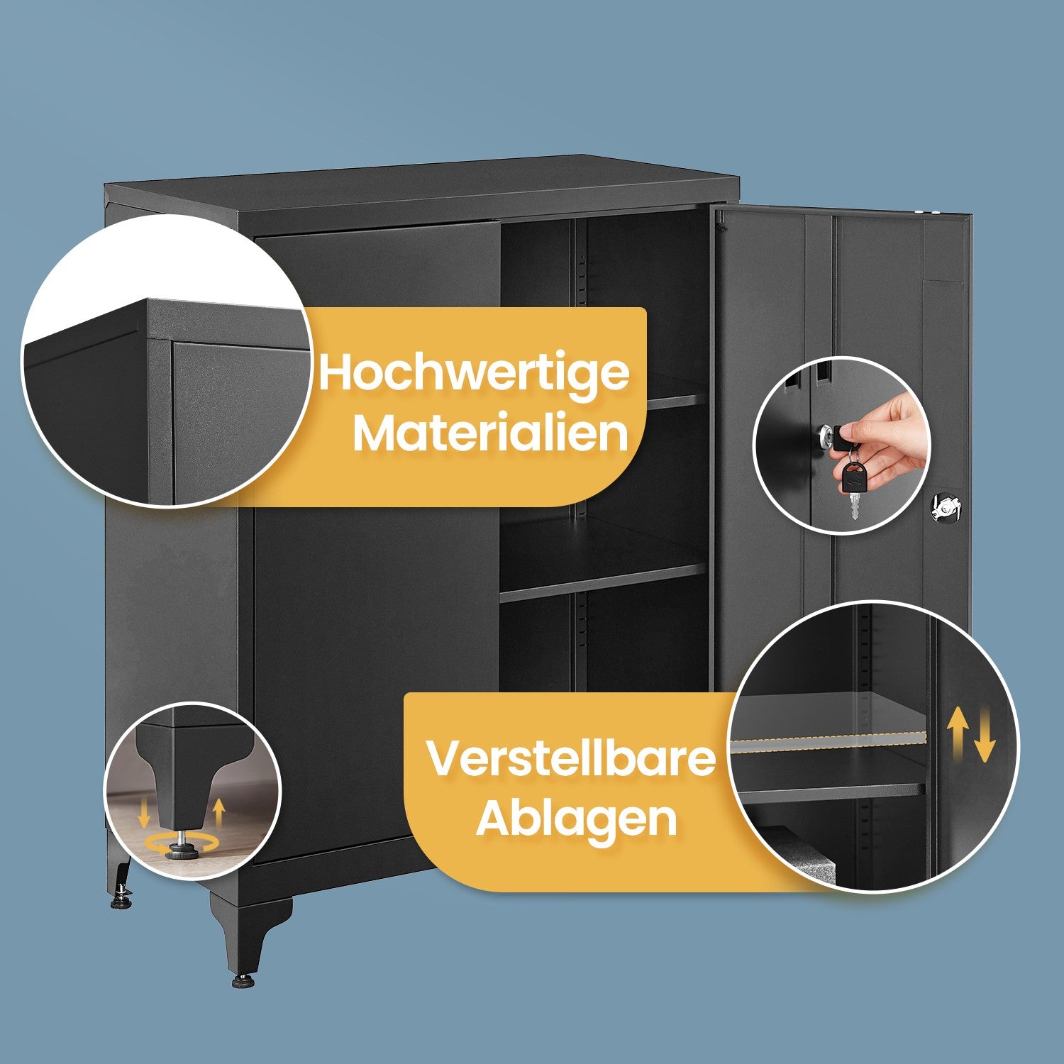 Archivschrank - Büroschrank mit 2 Türen, geräumiger Lagerschrank
