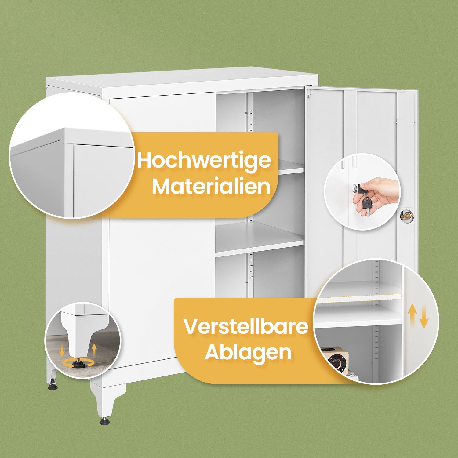 Archivschrank - Büroschrank mit 2 Türen, geräumiger Lagerschrank