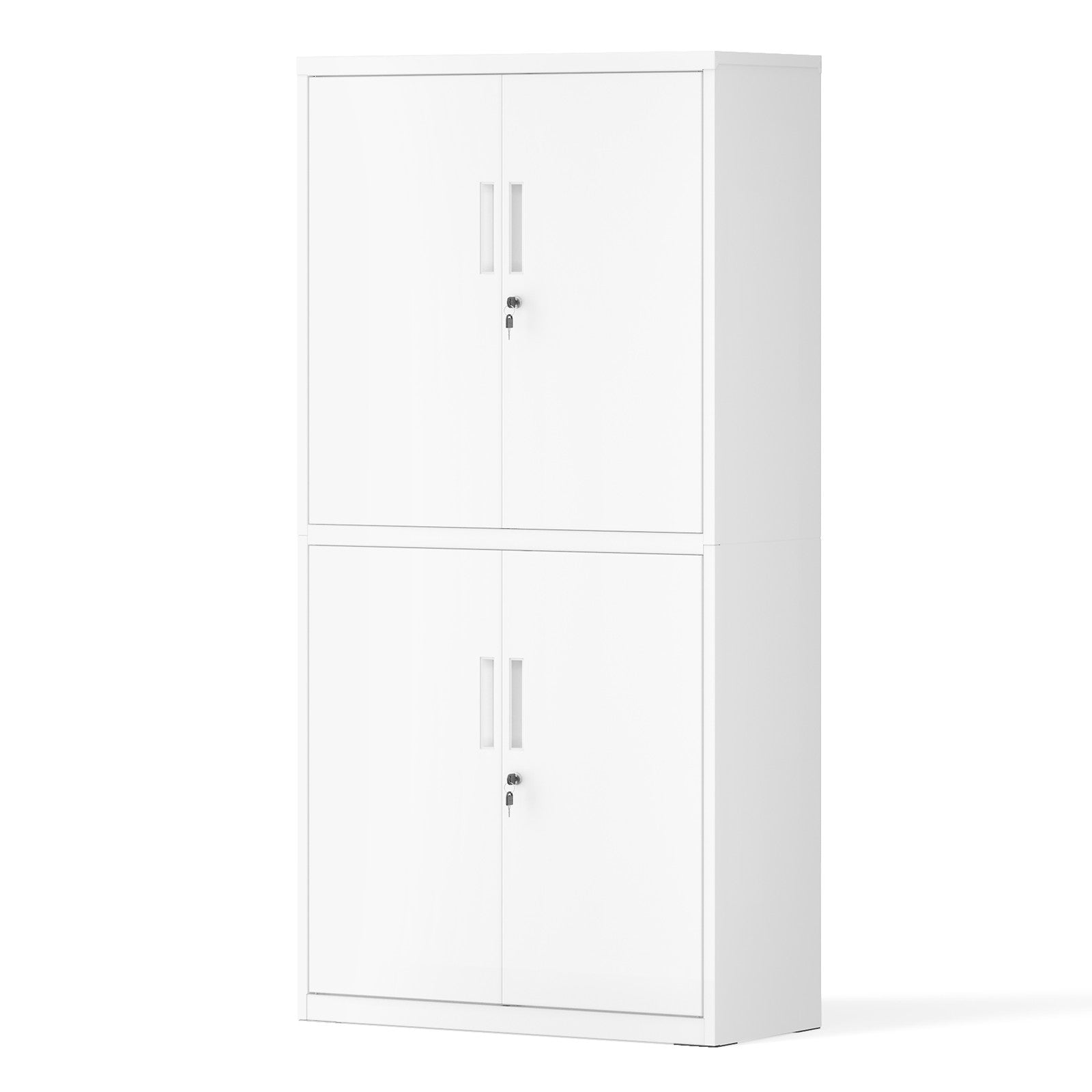 Archiefkast - 4 Deuren - 5 Verstelbare Planken - Met Slot - Wit