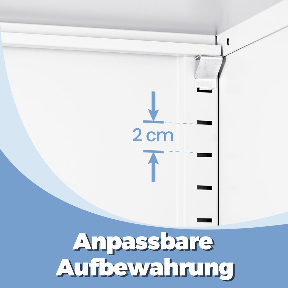 Archiefkast - 4 Deuren - 5 Verstelbare Planken - Met Slot - Wit
