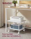 Printertafel - Op Wielen - 2 Niveaus - Wit