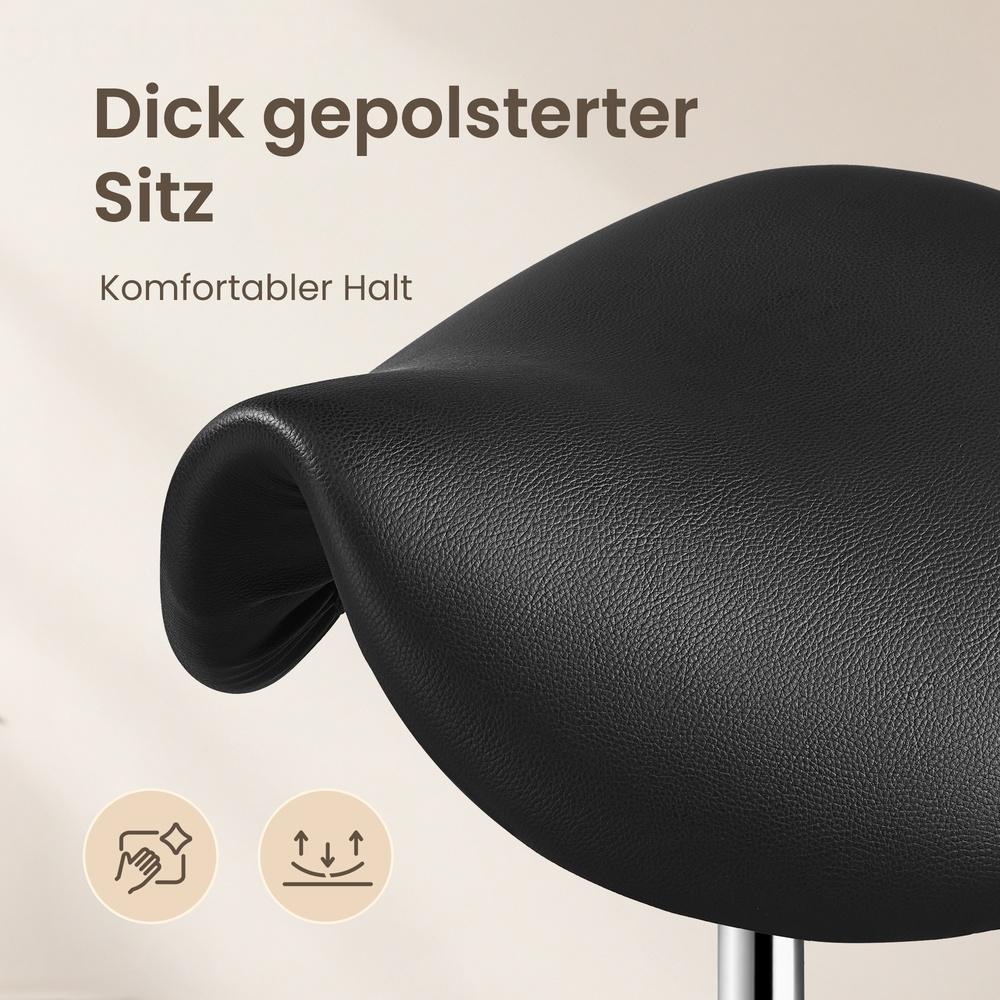 Zadelkruk - Ergonomisch - Op Wielen - In Hoogte Verstelbaar - Zwart