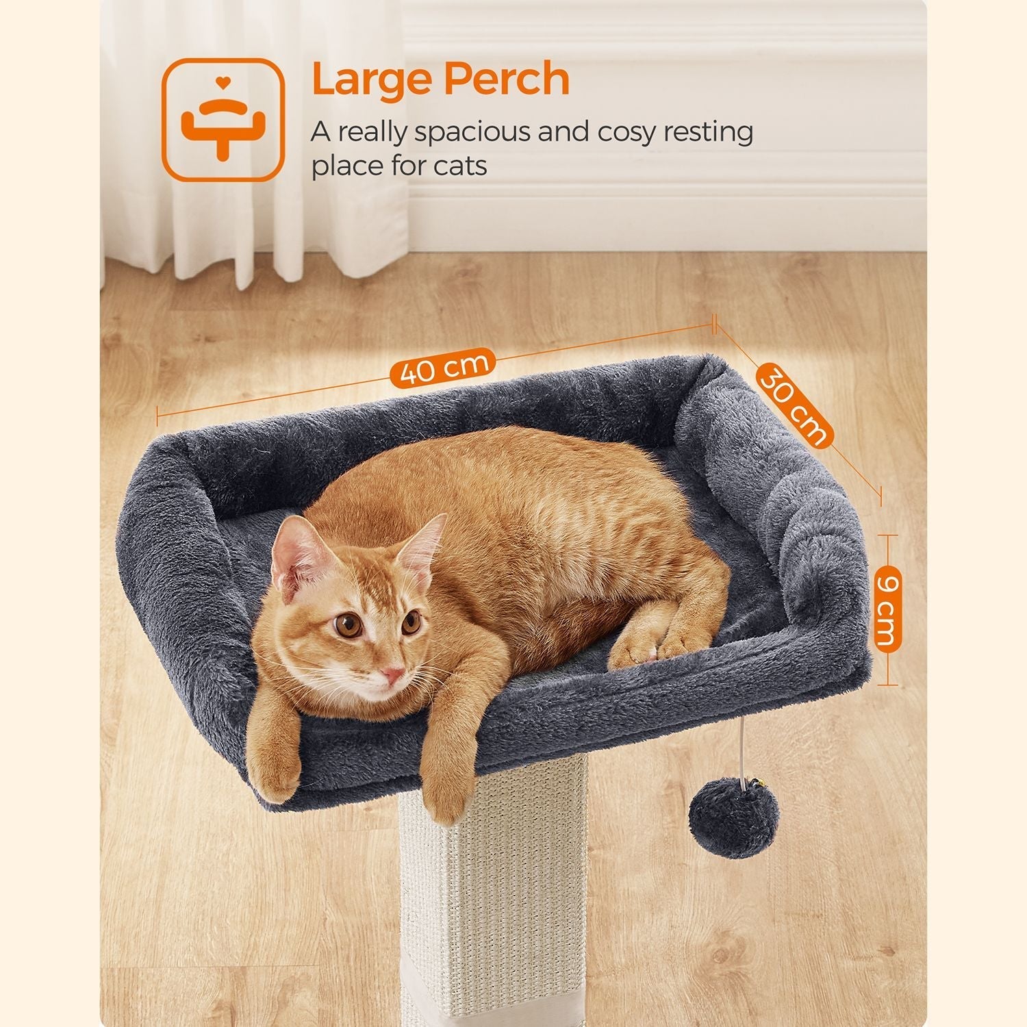 Kratzerpfosten - Katzenbaum - mit Plüschplattform - 40 x 30 cm - grau