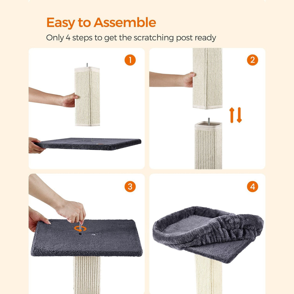 Kratzerpfosten - Katzenbaum - mit Plüschplattform - 40 x 30 cm - grau