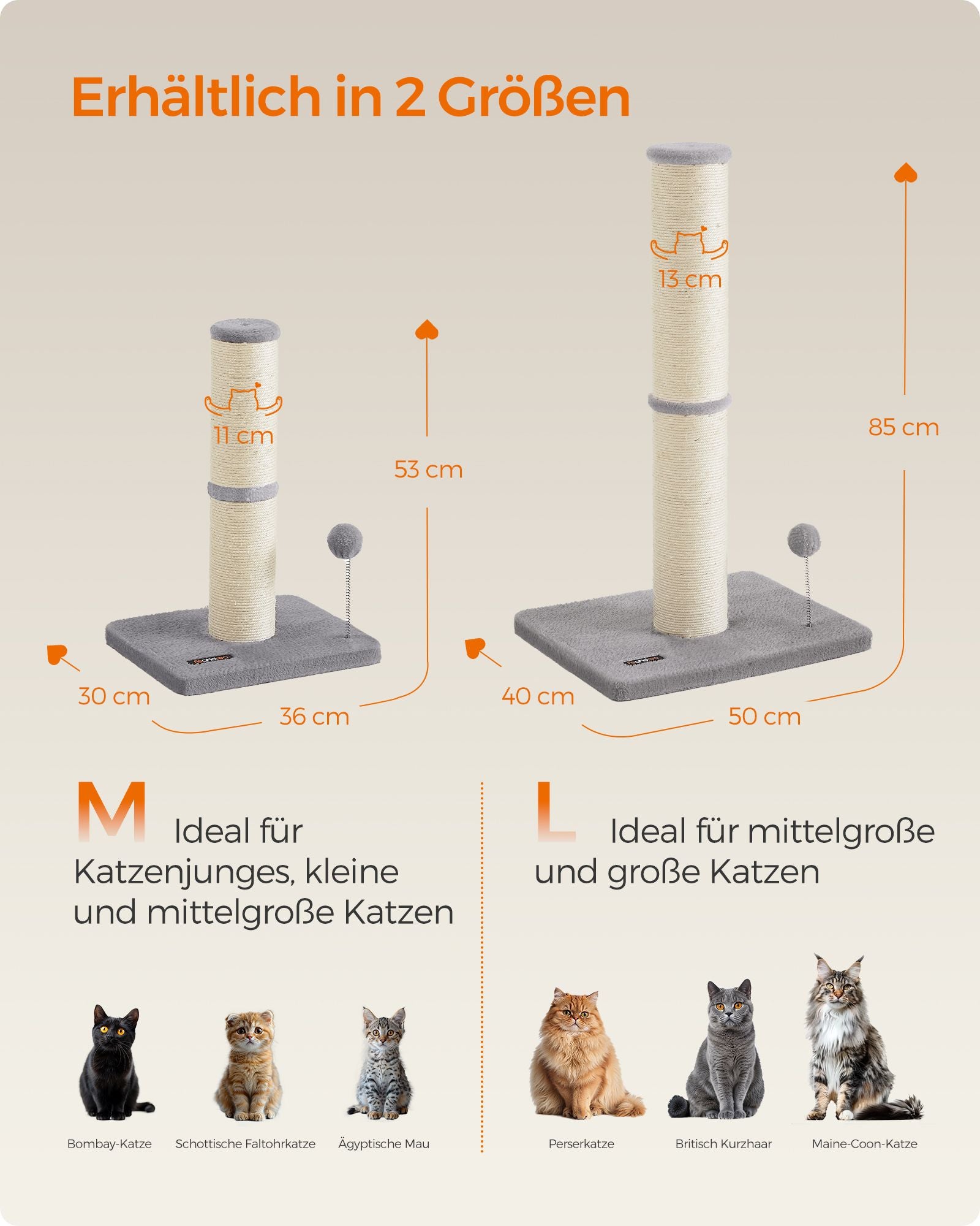 Kratzer nach 85 cm hoch mit Glocken und Plüschkugel