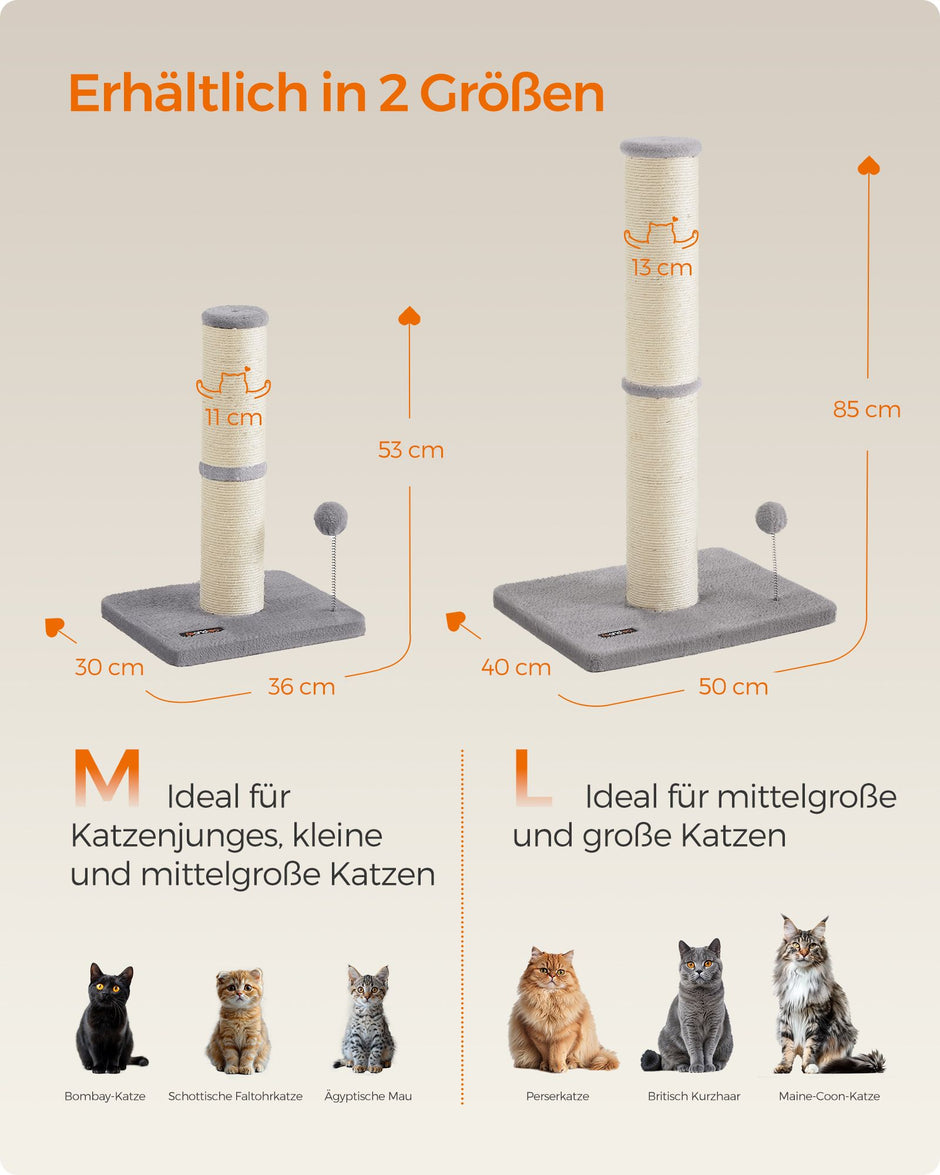 Kratzer nach 85 cm hoch mit Glocken und Plüschkugel