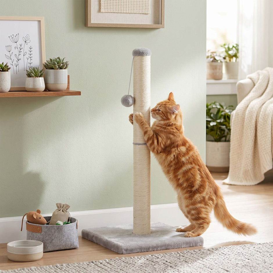 Krabpaal - 84 cm - Natuurlijk Sisal - Met Speeltjes - Lichtgrijs