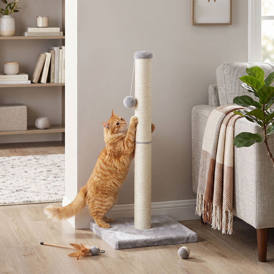 Krabpaal - 84 cm - Natuurlijk Sisal - Met Speeltjes - Lichtgrijs