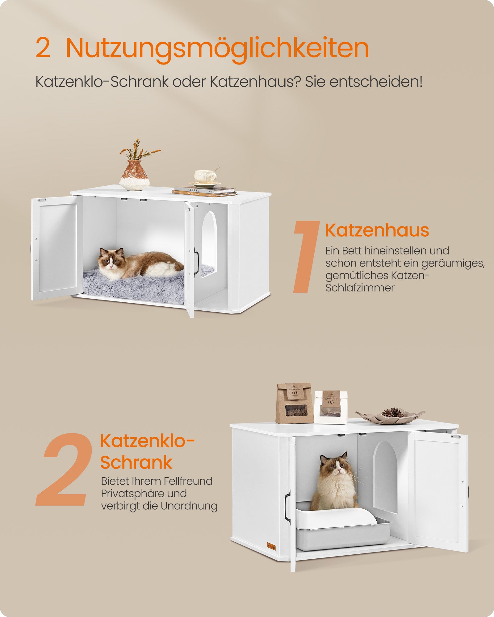 Katzenhaus mit Doppeltüren und Griffe Wolkwit