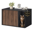 Kattenbakmeubel - Met Push-to-Open Deuren - Voor Grote Katten - Ebbenhoutzwart-donker walnoot - 80 x 50 x 50 cm