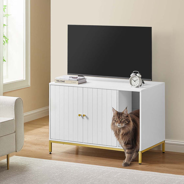 Katze mit Krabbenmatte 90 x 48 x 61,5 cm Weißgold gebacken