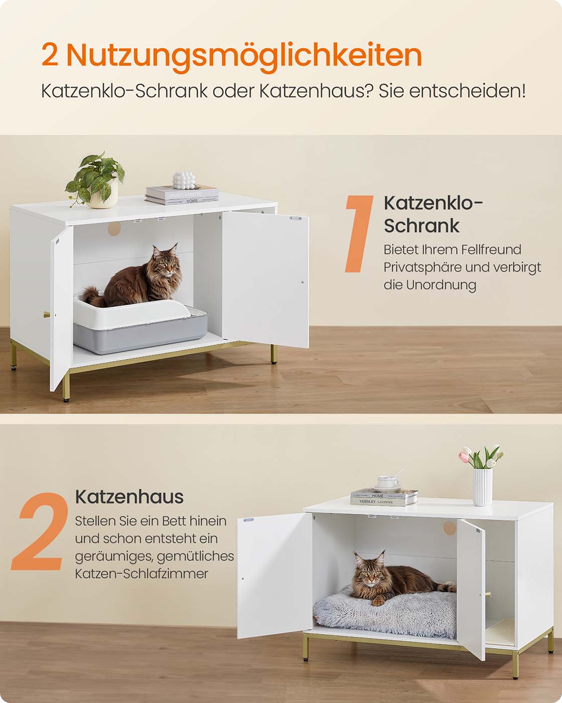 Katze mit Krabbenmatte 90 x 48 x 61,5 cm Weißgold gebacken
