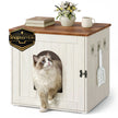Kattenbakmeubel - 55 x 50 x 50 cm - spaanplaat en MDF - vintage wit-honingbruin - maximaal 50 kg