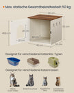 Kattenbakmeubel - 55 x 50 x 50 cm - spaanplaat en MDF - vintage wit-honingbruin - maximaal 50 kg