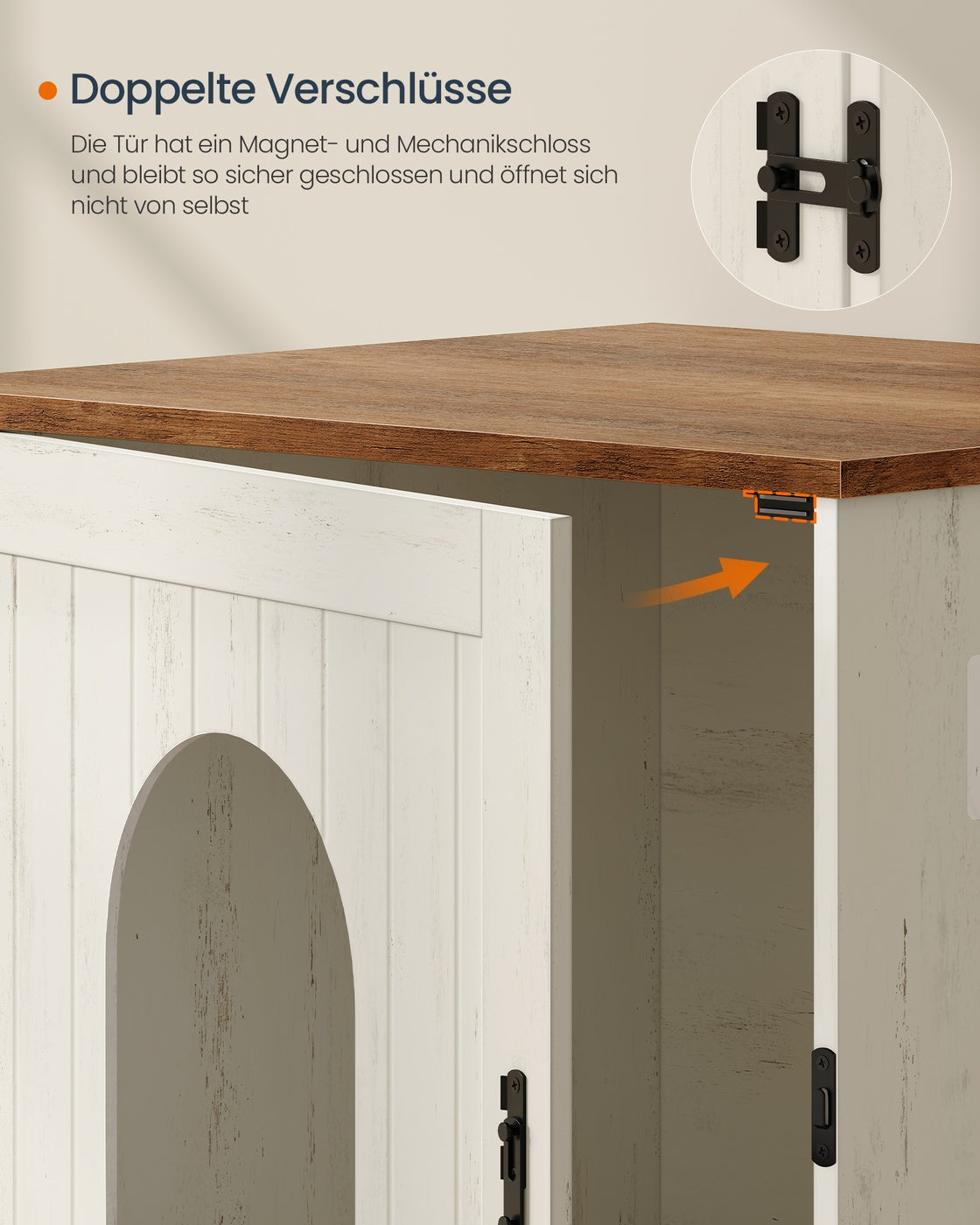 Kattenbakmeubel - 55 x 50 x 50 cm - spaanplaat en MDF - vintage wit-honingbruin - maximaal 50 kg