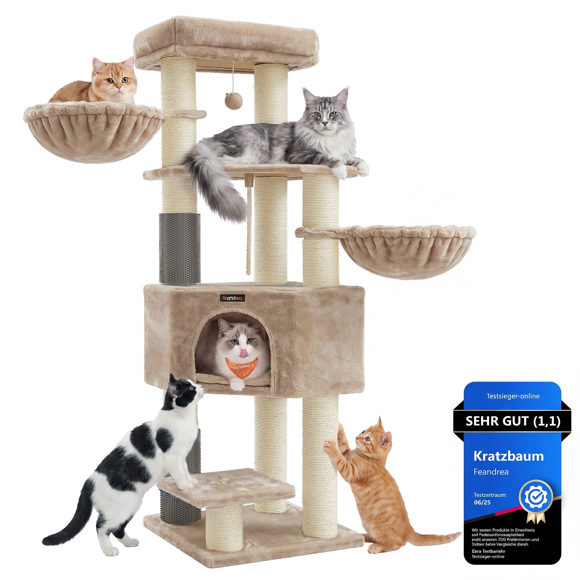 Krabpaal - 160 cm - Zelfverwarmende Deken - Voor Grote Katten - Beige