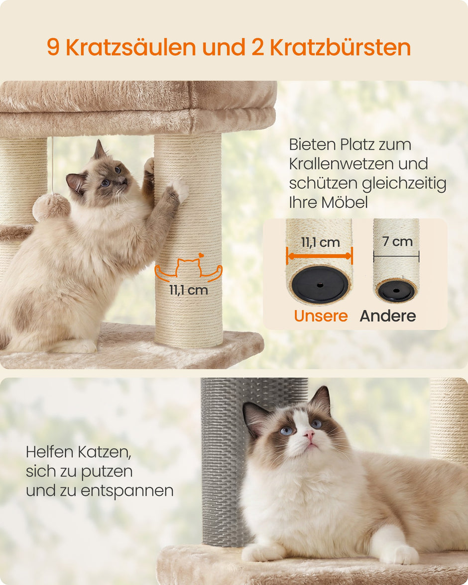 Krabpaal - 160 cm - Zelfverwarmende Deken - Voor Grote Katten - Beige