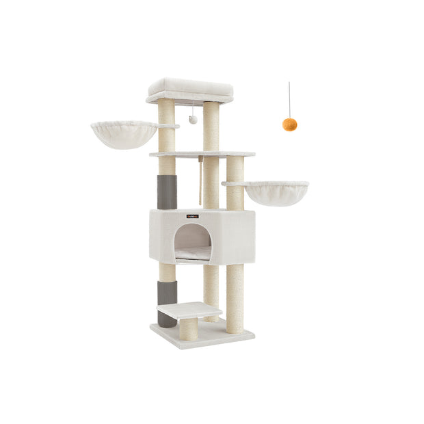 Kratzerpfosten mit Plateaus 50 x 50 x 160 cm Crème White Beige