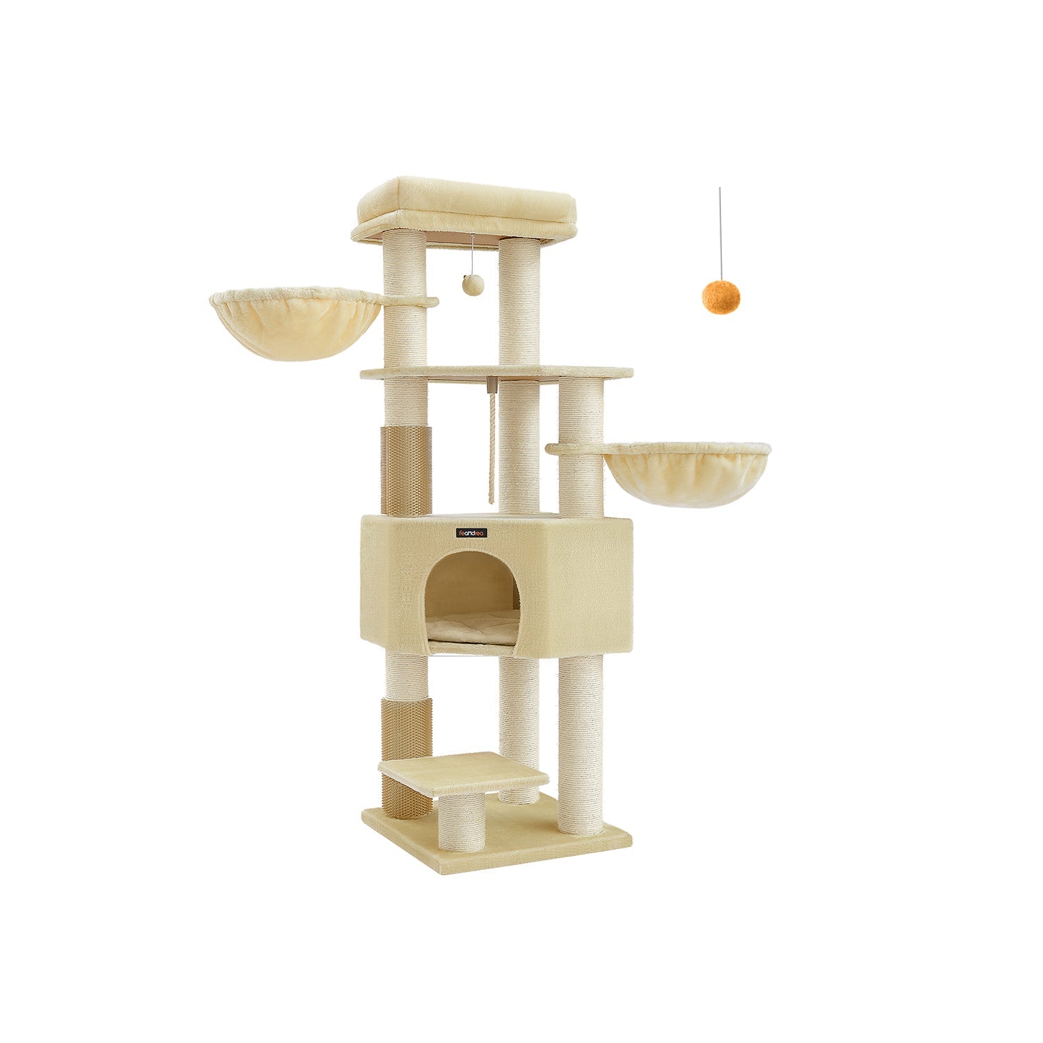 Kratzerpfosten mit Plateaus 50 x 50 x 160 cm Crème White Beige