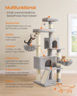 Krabpaal - 174 cm - Groot Platform - Dubbele Grot - Duifgrijs