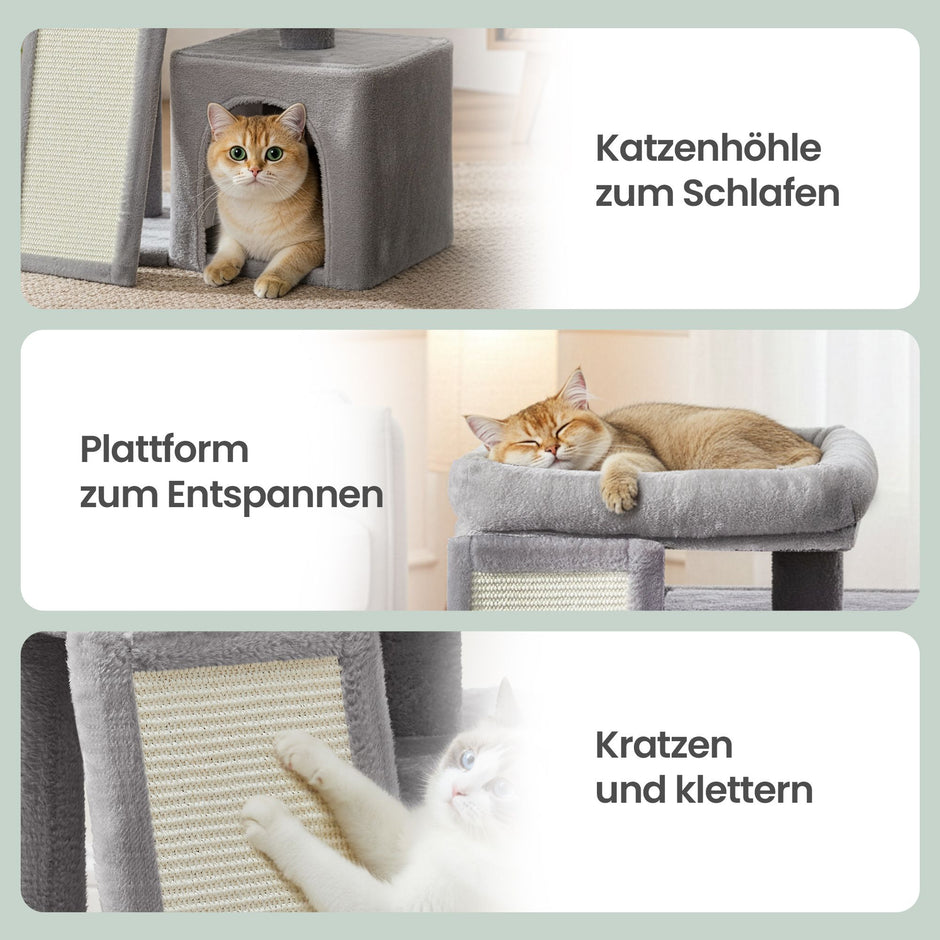 Kleine Krabpaal - Met Krabplank - Kattenmand - Platform - Lichtgrijs