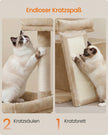 Krabpaal – Met Krabplank en Kattenhol – Pluche en Sisal – 86 cm – Licht Kameelbruin