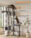 Krabpaal - Met Sisalstammen en Rustplateaus - Voor Grote Katten - Lichtgrijs - 105 x 45 x 202 cm