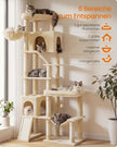 Krabpaal - Met Sisalstammen en Rustplateaus - Voor Grote Katten - Beige - 105 x 45 x 202 cm