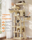 Krabpaal - Met Sisalstammen en Rustplateaus - Voor Grote Katten - Beige - 55 x 45 x 206 cm