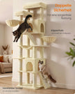 Krabpaal - Met Sisalstammen en Rustplateaus - Voor Grote Katten - Beige - 55 x 45 x 206 cm