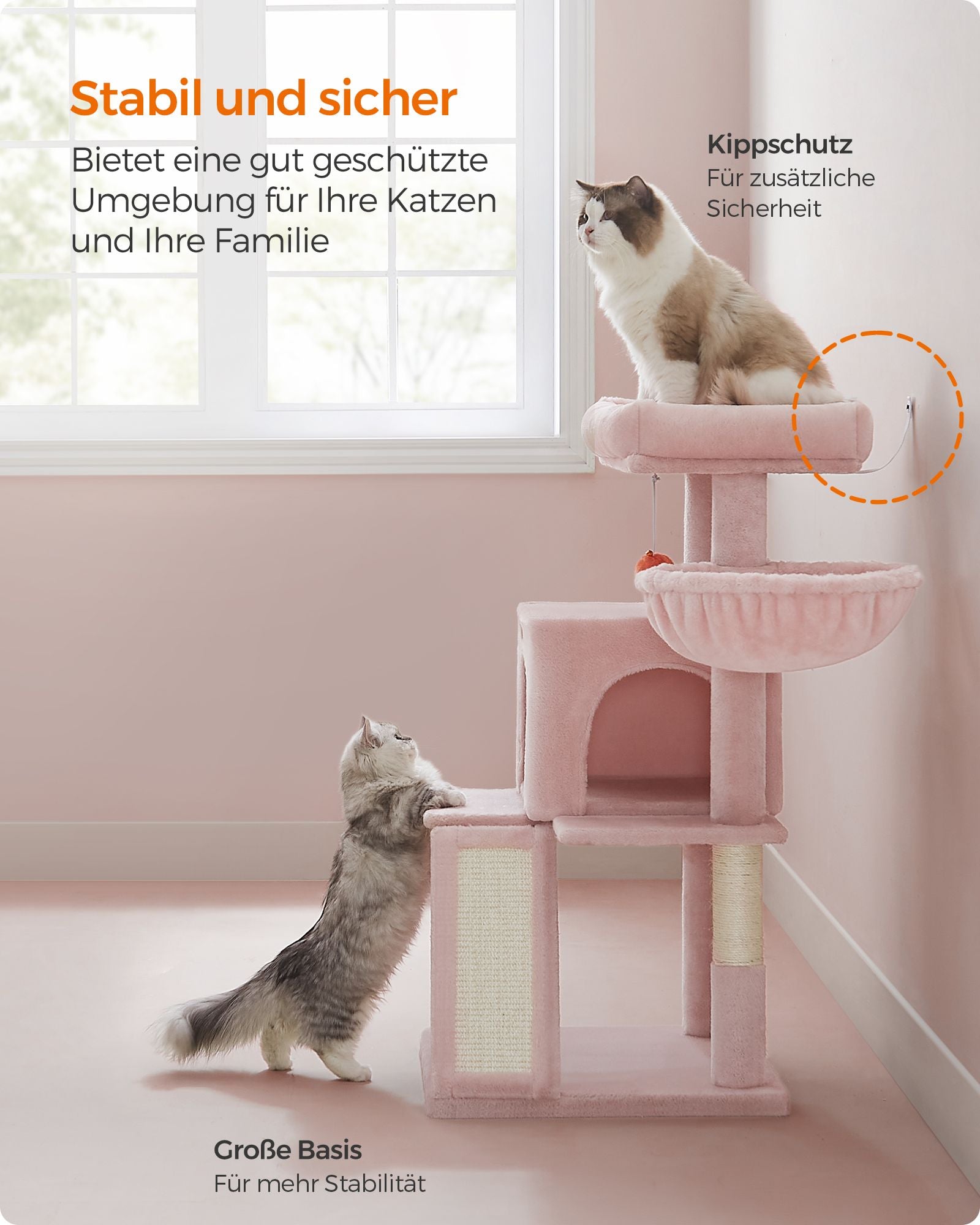 Kratzerpfosten mit großem Plattformpastellrosa