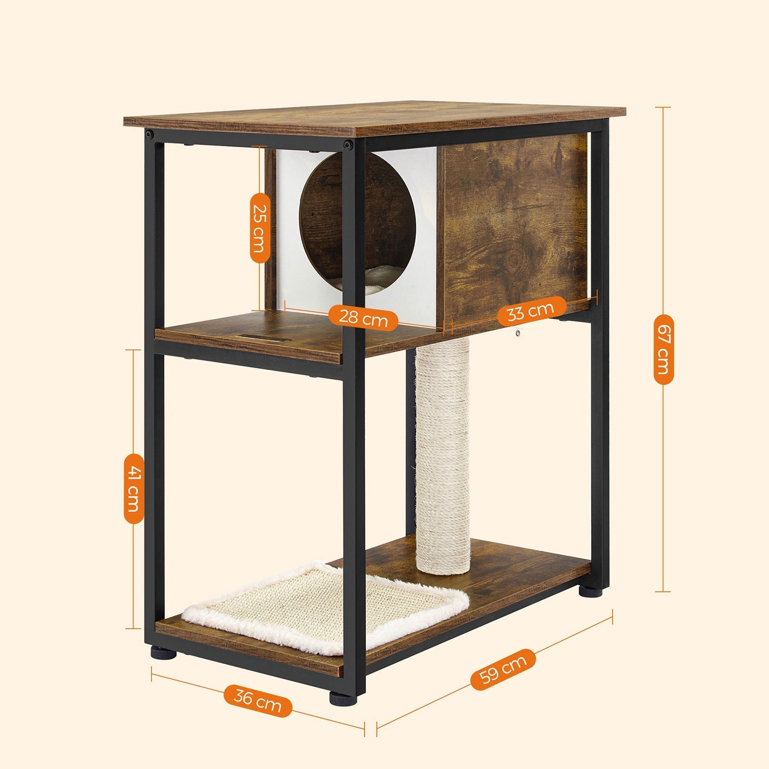 Kratzerpfosten - mit Planken - Sisalpolen - Höhle - braun
