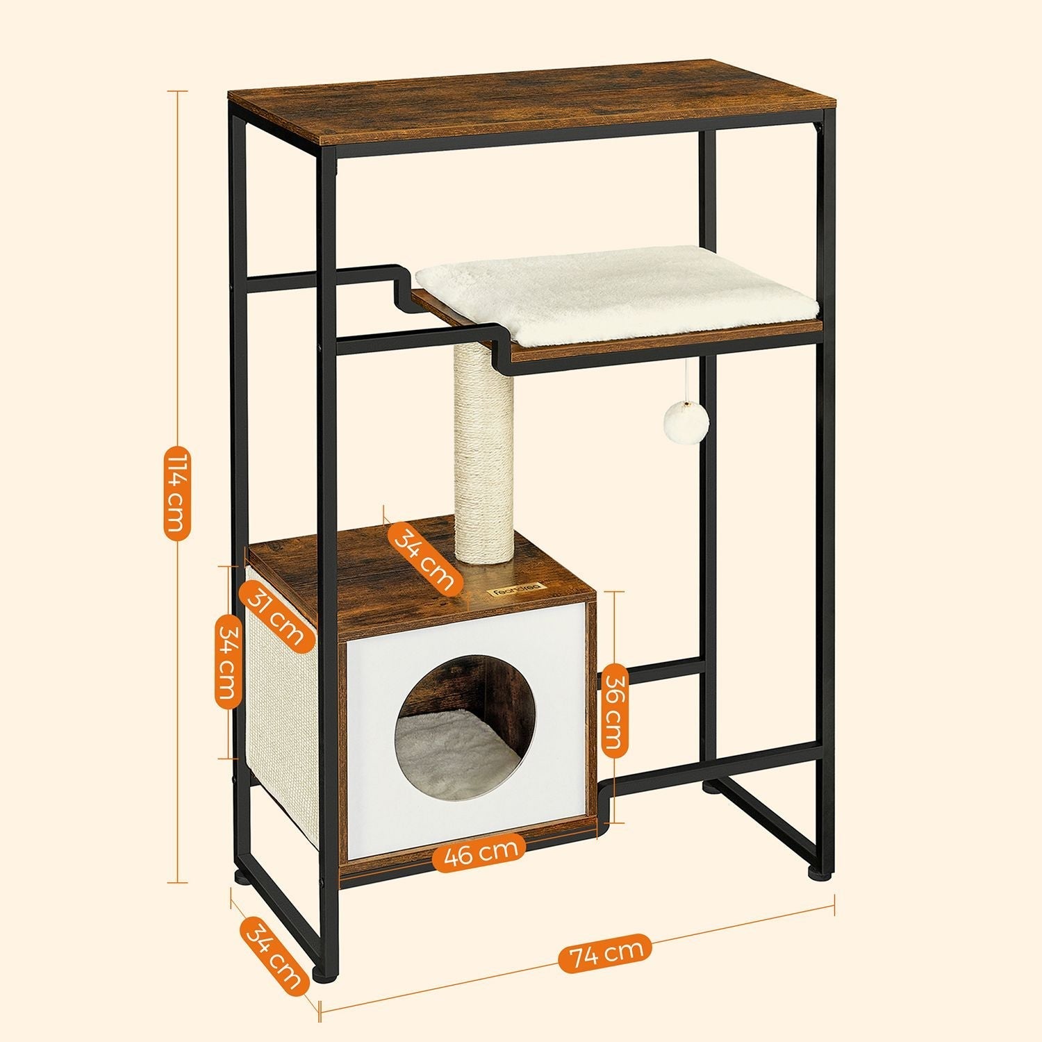 Kratzerpfosten - 2 -in -1 Möbel - mit Regal - braun