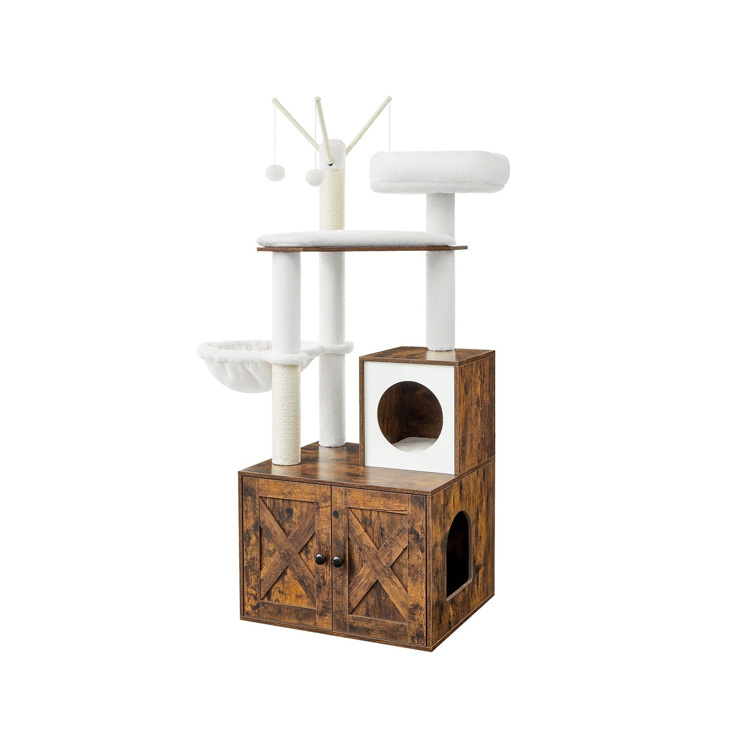 Kratzerpfosten - mit Katzentoilettenschrank - Vintage -Design - Brown