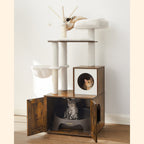 Kratzerpfosten - mit Katzentoilettenschrank - Vintage -Design - Brown