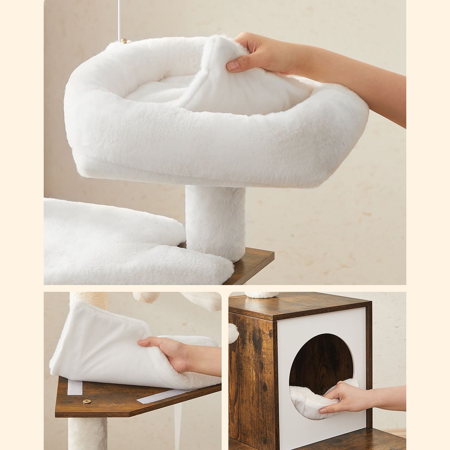 Kratzerpfosten - mit Katzentoilettenschrank - Vintage -Design - Brown