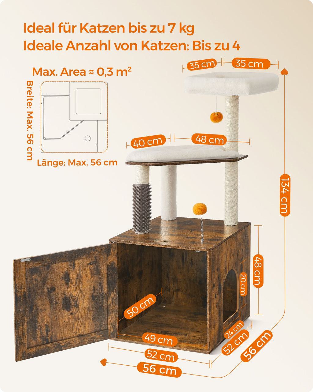 Kratzerpfosten - Waschkissen - Vintage Brown