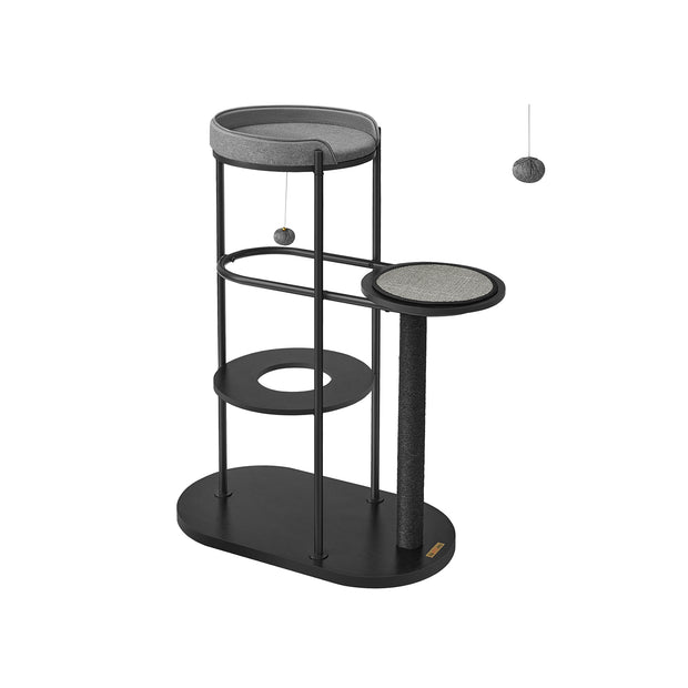 Kratzerpfosten - 111 cm hoch - klassisches schwarzes Sisalstam