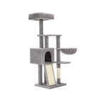 Kratzerpfosten - Katzenschlafort - 135 cm - mit Rasen und Plattform - dunkelgrau