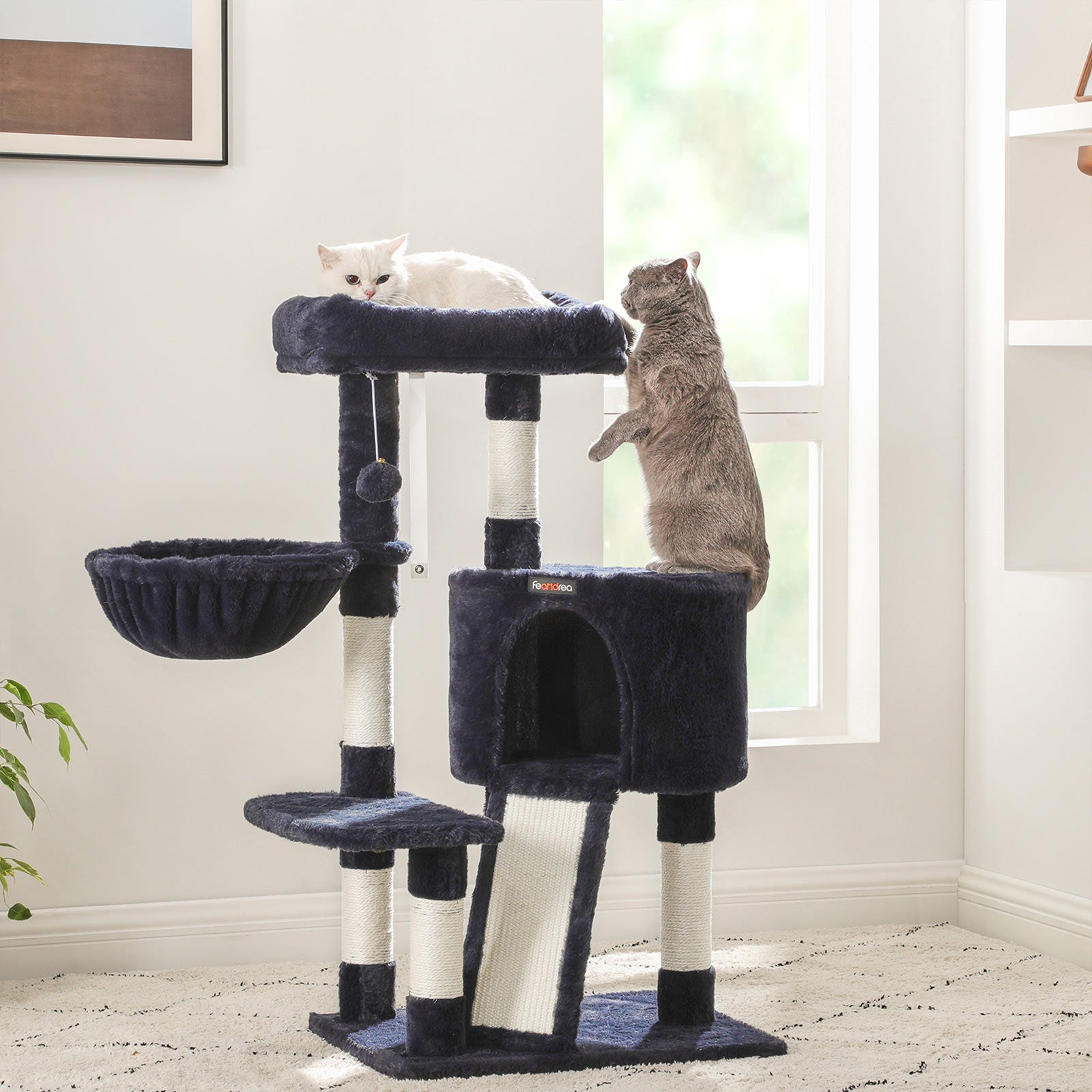 Kratzerpfosten - mit weichem Plüsch - 104 cm - Blau