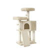 Kratzerpfosten - 115 cm - mit 2 Plattformen, Kratzer und Höhle - hellgrau