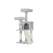 Kratzerpfosten - 115 cm - mit 2 Plattformen, Kratzer und Höhle - hellgrau
