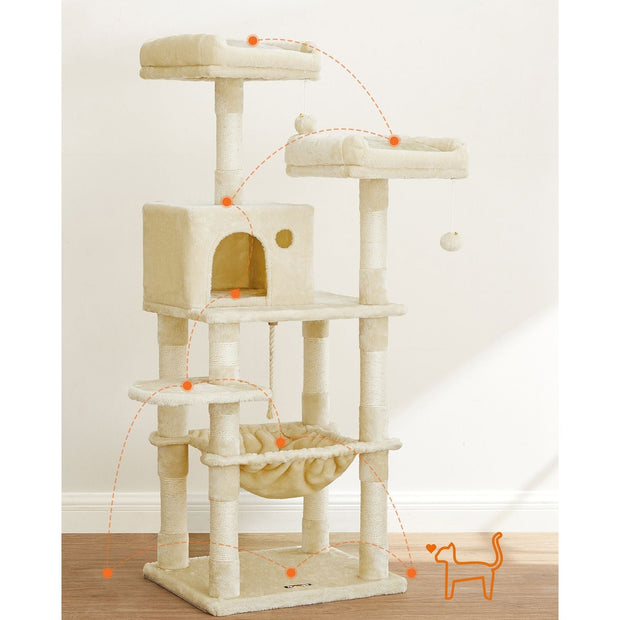 Kratzerpfosten - Katzenbaum mit Spielturm - Beige