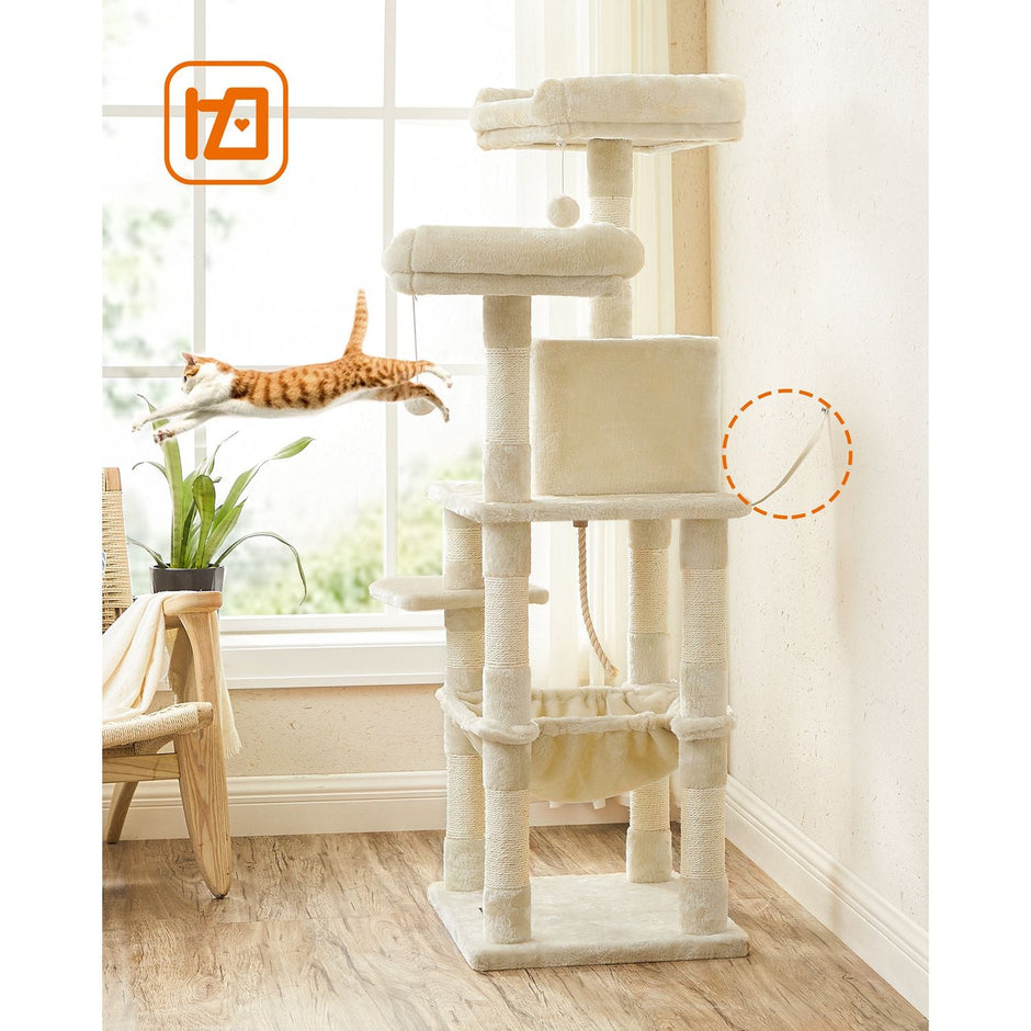 Kratzerpfosten - Katzenbaum mit Spielturm - Beige