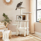 Kratzerpfosten - Katzenbaum - mit abnehmbaren Kissen - 3 Plateaus - modern - Vintage Braun