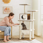 Kratzerpfosten - Katzenbaum - mit abnehmbaren Kissen - 3 Plateaus - modern - Vintage Braun