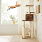 Kratzerpfosten - Katzenbaum - mit abnehmbaren Kissen - 3 Plateaus - modern - Vintage Braun