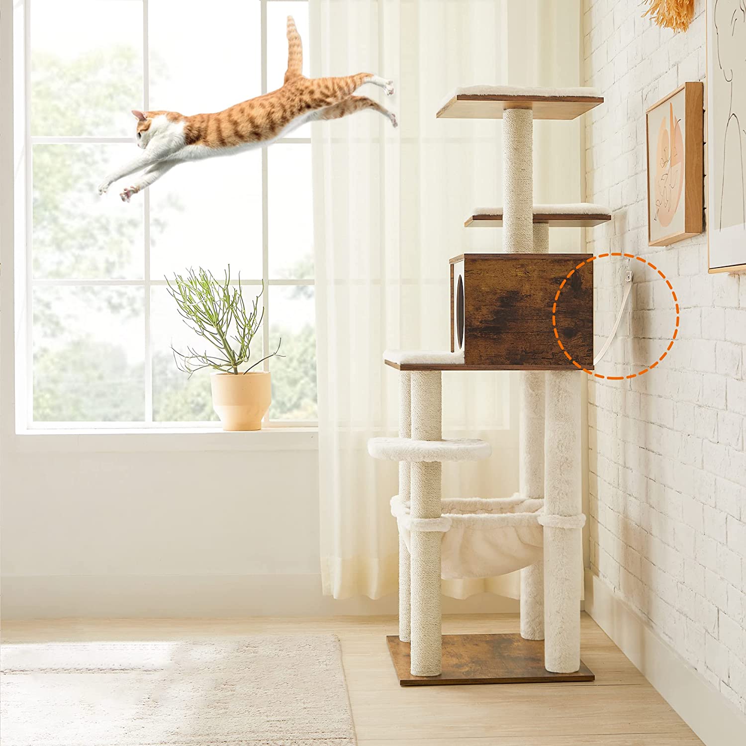 Kratzerpfosten - Katzenbaum - mit abnehmbaren Kissen - 3 Plateaus - modern - Vintage Braun